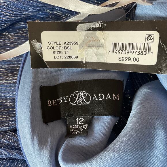 Betsy & Adam Metallic Halter Fit and Flare Mini Cocktail Dress Blue Size 12 - Picture 10 of 13